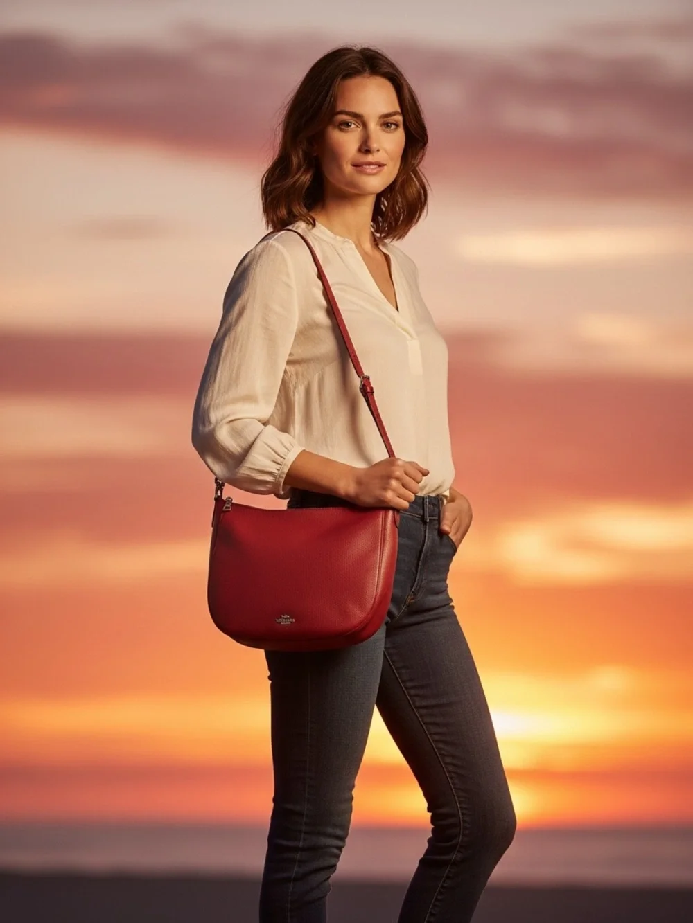 Coach Red Pebble Leather Shoulder Hobo